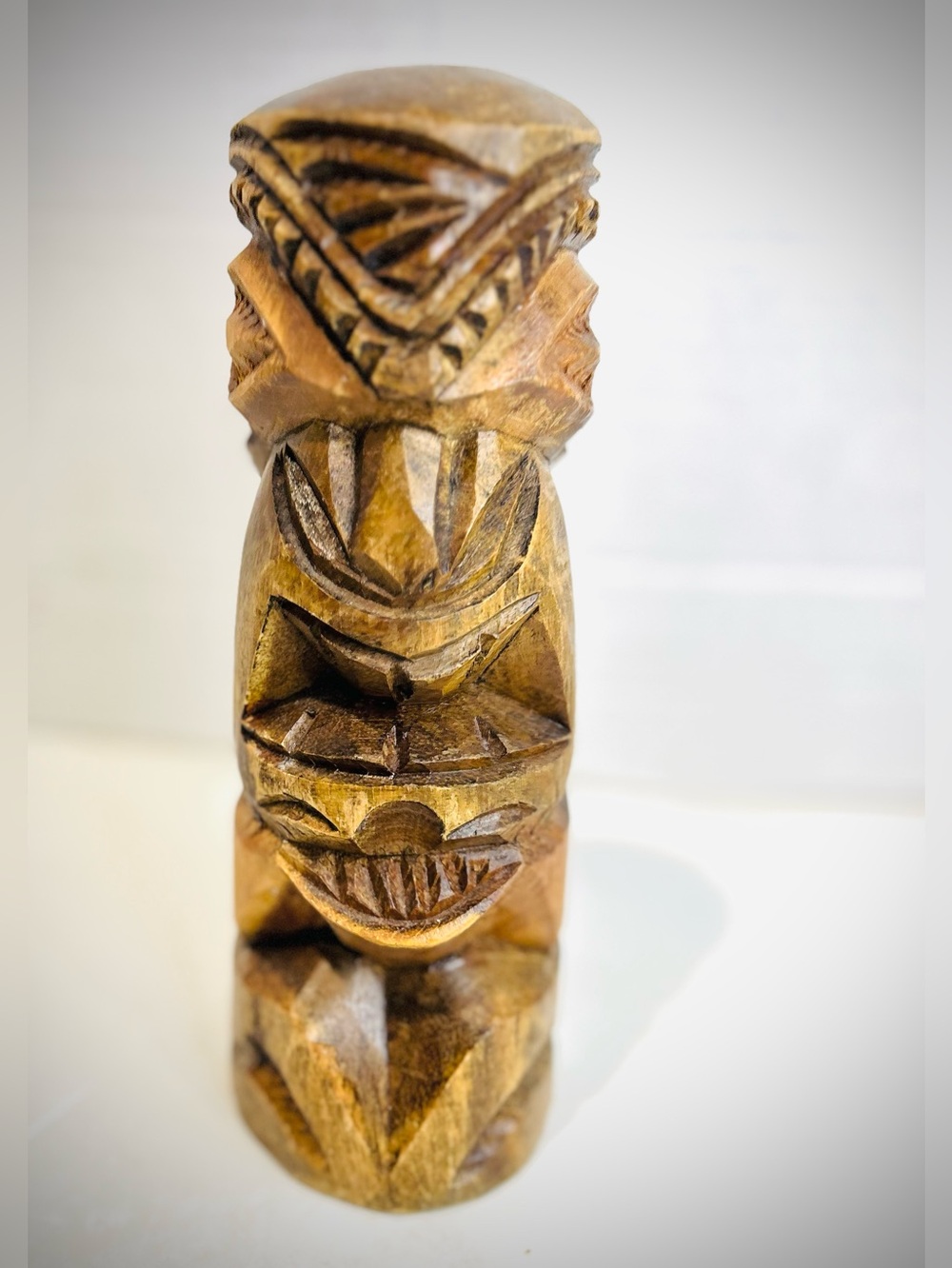 Vintage Hand Carved Hawaiian Wood Tiki Maui Polynesian Lono Totem Apt Dorm Decor